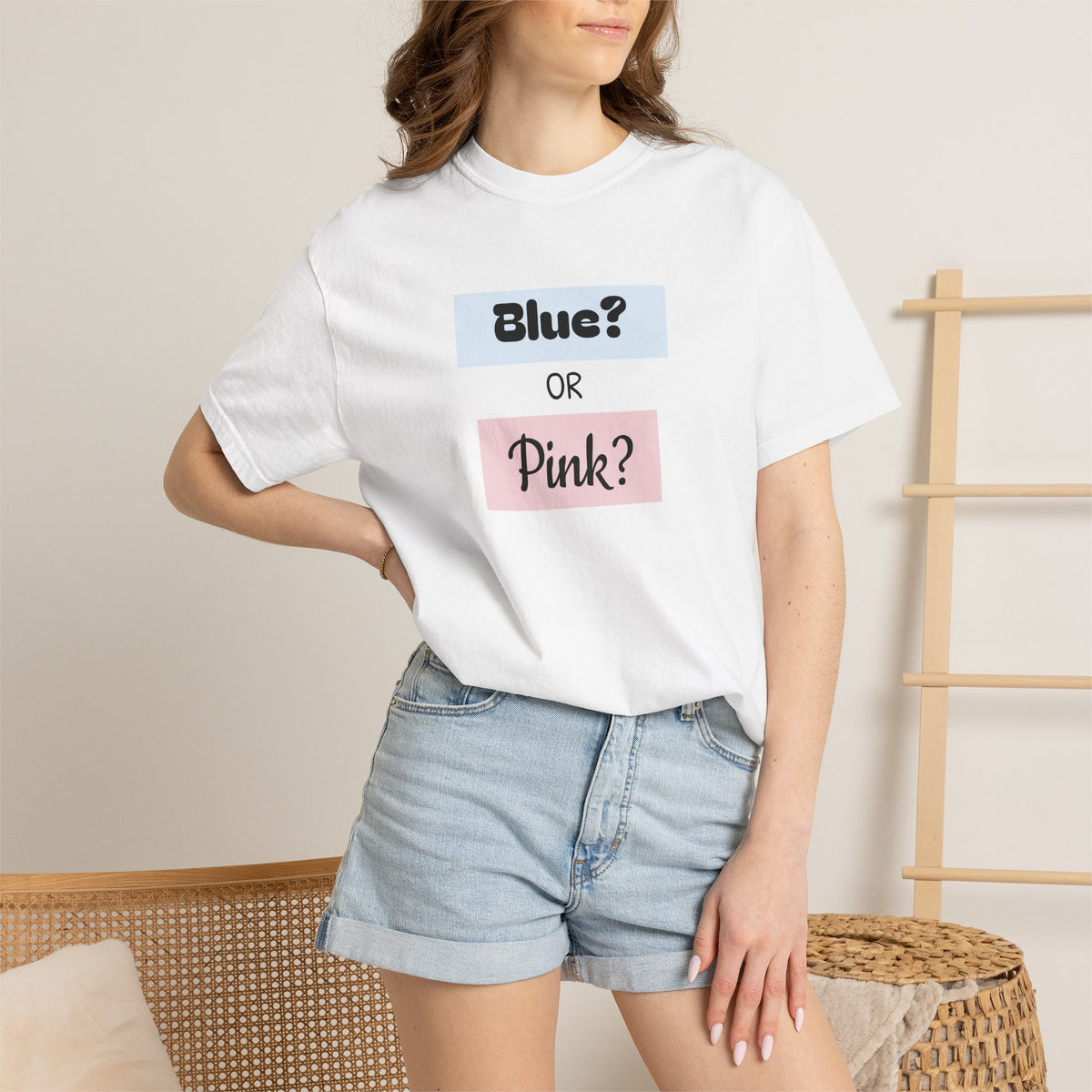 Gender Reveal 'Blue? Or Pink?' T-Shirt — Team Blue Baby Tee